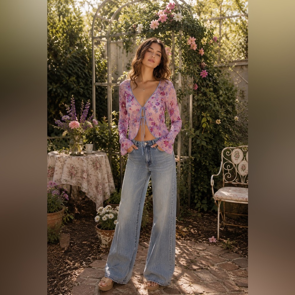 Free people Venice printed top